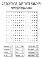 Vorschau - Mal- und Bastelvorlagen - Months Of The Year - Word Search - Seite 1