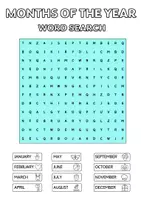 Vorschau - Mal- und Bastelvorlagen - Months Of The Year - Word Search - Deckblatt