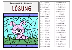 Vorschau - Arbeitsblätter - Rechenmalblatt - Einmaleins - Osterhase - Seite 2