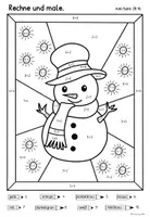 Vorschau - Arbeitsblätter - Rechenmalblätter Winter Klasse 1 differenziert - Seite 1