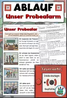 Vorschau - Arbeitsblätter - Feueralarm "Unser Probealarm" Die Feuerwehr - Achtung, Notfall! Sachunterricht / DaZ / DaF / Deutsch - Deckblatt