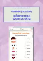 Vorschau - Arbeitsblätter - Verbinde Körperteile mit Wörtern: Arbeitsblatt 1./2. Klasse & DaZ/DaF - Deckblatt