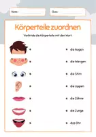 Vorschau - Arbeitsblätter - Verbinde Körperteile mit Wörtern: Arbeitsblatt 1./2. Klasse & DaZ/DaF - Seite 2