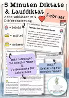 Vorschau - Arbeitsblätter - 5 Minuten Diktate und Laufdiktate "Februar" mit Differenzierung #26 FrauCuppaTea - Deckblatt