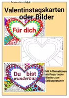 Vorschau - Arbeitsblätter - Valentinstagskarten mit Affirmationen - Deckblatt