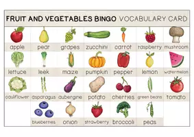 Aperçu - Jeux - Fruit and Vegetables BINGO GAME - Page 3