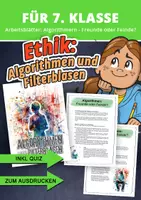 Vorschau - Arbeitsblätter - Ethik 7. Klasse – Algorithmen & Filterblasen verständlich erklärt - Deckblatt