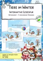 Vorschau - Stationenlernen - Tiere im Winter - interaktive Lesespur - Finde den verlorenen Ball - Deckblatt