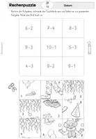 Vorschau - Arbeitsblätter - Rechenpuzzle "Fasching" (1.Klasse) - Seite 2