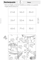 Vorschau - Arbeitsblätter - Rechenpuzzle "Fasching" (2.Klasse) - Seite 1