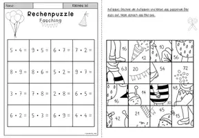 Vorschau - Arbeitsblätter - Rechenpuzzles Fasching Einmaleins ZR 1000 (kleines und großes 1x1) - Seite 3