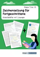 Vorschau - Arbeitsblätter - Zeichensetzung für Fortgeschrittene – Vertiefende Übungen mit Lösungen - Deckblatt