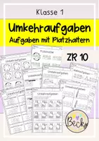 Vorschau - Arbeitsblätter - Umkehraufgaben, Aufgaben mit Platzhaltern (ZR 10) - Deckblatt