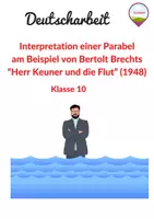 Vorschau - Klassenarbeiten - Deutscharbeit Klasse 10 Parabel Interpretation "Herr Keuner und die Flut" (Brecht) - Deckblatt