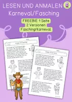 Vorschau - Arbeitsblätter - Lesen und malen Karneval, Fasching - Deckblatt