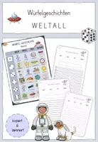 Vorschau - Arbeitsblätter - Würfelgeschichten - Weltall für Klasse 2-4 - Deckblatt