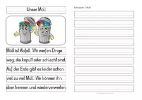 Vorschau - Anderer Materialtyp - Müll – Differenzierte Tafel- und Abschreibtexte - Seite 1