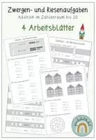 Vorschau - Arbeitsblätter - Zwergen- und Riesenaufgaben Addition Zahlenraum 20 (Analogieaufgaben) - Deckblatt