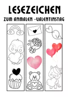 Vorschau - Mal- und Bastelvorlagen - Lesezeichen - Valentinstag - Deckblatt