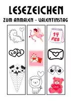 Vorschau - Mal- und Bastelvorlagen - Lesezeichen - Valentinstag - Seite 1