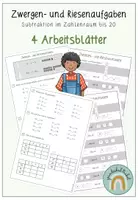 Vorschau - Arbeitsblätter - Zwergen- und Riesenaufgaben Subtraktion Zahlenraum 20 (Analogieaufgaben) - Deckblatt