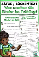 Vorschau - Arbeitsblätter - Sätze und Lückentext "Was machen die Kinder im Frühling?" DaZ / DaF / Deutsch - Deckblatt