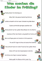 Vorschau - Arbeitsblätter - Sätze und Lückentext "Was machen die Kinder im Frühling?" DaZ / DaF / Deutsch - Seite 1