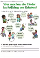 Vorschau - Arbeitsblätter - Hören oder lesen "Was machen die Kinder im Frühling am liebsten?" 3-fach differenziert - DaZ / DaF / Deutsch - Seite 1