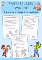 Vorschau - Arbeitsblätter - Partnerlesen Winter, lesen und malen - Deckblatt