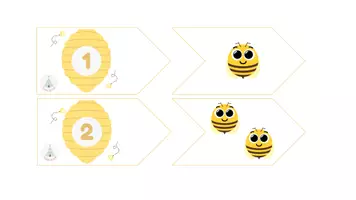 Vista previa - Juegos / Gamificación - Puzle de abejas para unir el número con la cantidad (1-20) - página 1