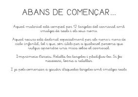 Vista previa - Unidades / Secuencias / Situaciones de Aprendizaje - 12 TARGETES AMB IMATGES REALS «EL CARNAVAL» (CAT) - página 1