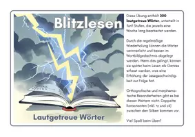 Vorschau - Arbeitsblätter - Blitzlesen - Lautgetreue Wörter - Seite 1