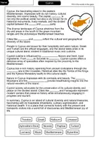 Vorschau - Arbeitsblätter - Cyprus - Cloze with solution - Countries (English) - Seite 1