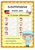 Vorschau - Fördermaterial/Inklusion - Schüttelsätze Ich bin krank Krankheit DaF - Deckblatt