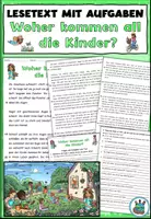 Vorschau - Arbeitsblätter - 5-seitigerLesetext mit Aufgaben "Woher kommen all die Kinder?" DaZ / DaF / Deutsch - Deckblatt