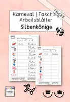 Vorschau - Arbeitsblätter - Silbenkönige Karneval Fasching Königsbuchstaben Arbeitsblatt - Deckblatt