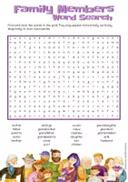 Vista previa - Hojas de trabajo - Family Members Word Search Puzzle - Portada