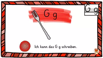 Vorschau - Unterrichtsreihen - Buchstabeneinführung G g - digitale Tafelbilder + AB Deutsch 1 - Seite 1