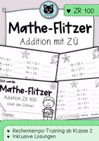 Vorschau - Arbeitsblätter - Mathe-Flitzer | Addition ZR 100 mit ZÜ | Rechentempo-Training - Deckblatt