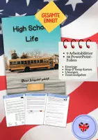 Vorschau - Unterrichtsreihen - High School Life - BUNDLE - Unterrichtsreihe mit PowerPoint (inklusive Bilderreihe, Einstiege, Lösungen und Stop & Swap Karten) - Deckblatt