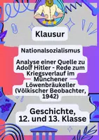 Vorschau - Klassenarbeiten - Klausur Geschichte – Rede von Adolf Hitler Quellenanalyse - Deckblatt