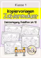 Vorschau - Arbeitsblätter - Zahlenmauern zur Zahlzerlegung, Addition bis 10 - Deckblatt