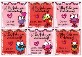 Vorschau - Bildkarten - Grußkarten zum Valentinstag (Monster-Design) - Seite 1