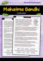 Vorschau - Arbeitsblätter - Mahatma Gandhi Lückentext - Berühmte Persönlichkeiten - Deckblatt