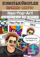 Vorschau - Mal- und Bastelvorlagen - Kunst: Romero Britto - Neo-Pop-Art Tafelmaterial - Deckblatt