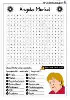 Vorschau - Arbeitsblätter - Angela Merkel Suchsel - Buchstabengitter - Seite 1