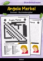 Vorschau - Arbeitsblätter - Angela Merkel Suchsel - Buchstabengitter - Deckblatt