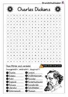 Vorschau - Arbeitsblätter - Charles Dickens Suchsel - Buchstabengitter - Seite 1