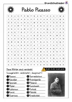 Vorschau - Arbeitsblätter - Pablo Picasso Suchsel - Buchstabengitter - Seite 1