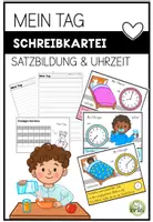 Vorschau - Arbeitsblätter - Kartei: Mein Tag - Uhrzeit - Satzbildung - Deutsch und Mathematik - Deckblatt